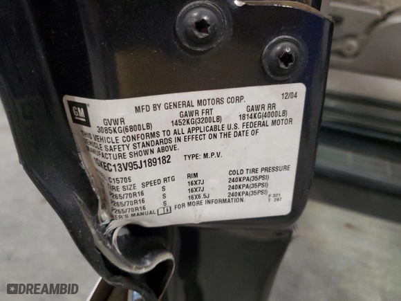 2005 GMC Yukon SLT with VIN 1GKEC13V95J189182, listed as a Copart auction lot 47680135 with 149,459 mi miles and Salvage Title. Bid and sale history available at carsss.com. Image 13.