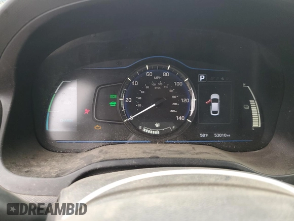 2019 Hyundai Ioniq Blue with VIN KMHC65LC7KU137684, listed as a Copart auction lot 58597025 with 53,010 mi miles and Salvage title. Bid and sale history available at DreamBid. Image 9.
