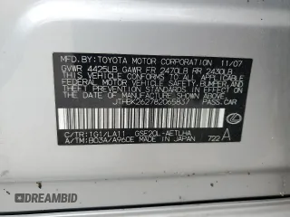 2008 Lexus IS 250 with VIN JTHBK262782065837, listed as a Copart auction lot 75726904 with 181,588 mi miles and Non Repairable. Bid and sale history available at DreamBid. Image 12.