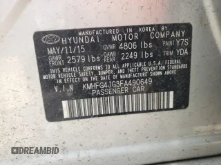 2015 Hyundai Azera with VIN KMHFG4JG3FA490649, listed as a Copart auction lot 58114393 with 206,767 mi miles and . Bid and sale history available at carsss.com. Image 14.