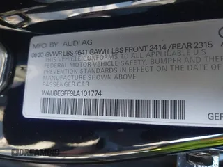 2020 Audi A3 Sedan S line Premium with VIN WAUBEGFF9LA101774, listed as a IAAI auction lot 41443419 with 28,365 mi miles. Bid and sale history available at carsss.com. Image 9.