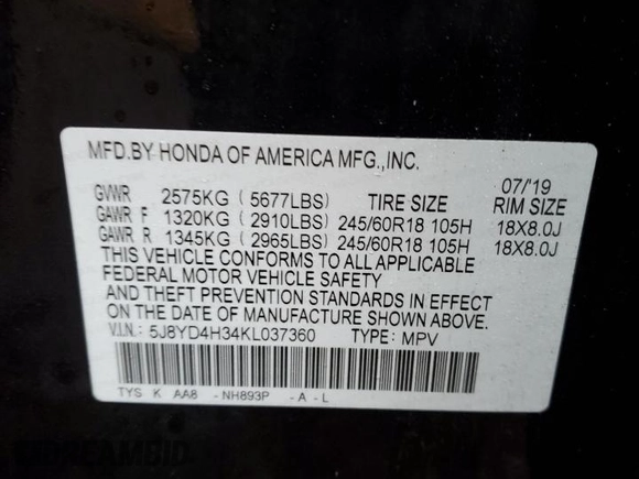 2019 Acura MDX with VIN 5J8YD4H34KL037360, listed as a Copart auction lot 44681835 with 86,304 mi miles and Salvage Title. Bid and sale history available at carsss.com. Image 13.