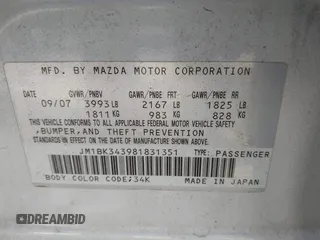2008 Mazda Mazda3 s Sport with VIN JM1BK343981831351, listed as a IAAI auction lot 41284296 with 209,268 mi miles. Bid and sale history available at carsss.com. Image 9.