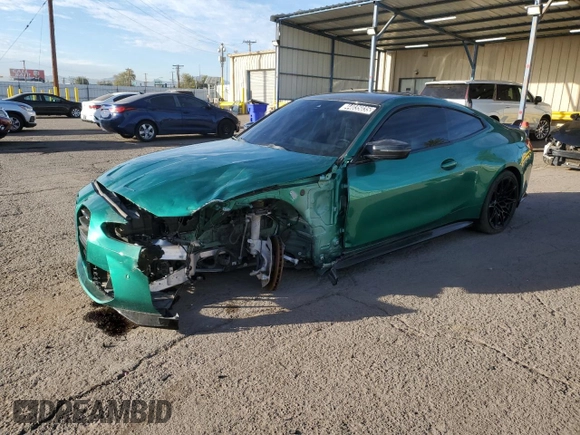 2024 BMW M4 Competition z VIN WBS33AZ03RCN56790, wystawiony jako Copart lot #44035035 z przebiegiem 9 977 mil mil oraz Czysty tytuł • Clean title. Historia ofert i sprzedaży dostępna na DreamBid. Obrazek 1.