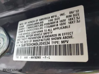 2013 Acura RDX with VIN 5J8TB3H34DL004534, listed as a IAAI auction lot 41622060 with 280,906 mi miles. Bid and sale history available at carsss.com. Image 9.