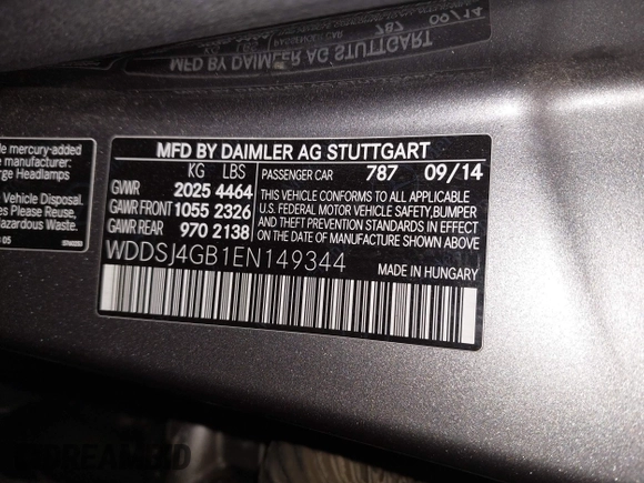 2014 Mercedes-Benz CLA 250 with VIN WDDSJ4GB1EN149344, listed as a IAAI auction lot 42126707 with 85,428 mi miles and . Bid and sale history available at DreamBid. Image 9.