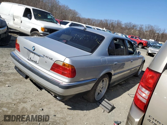 2000 BMW 7 Series 740iL with VIN WBAGH8341YDP12958, listed as a Copart auction lot 48118615 with 0 mi miles and Salvage Title. Bid and sale history available at carsss.com. Image 3.