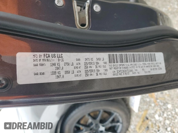 2017 Dodge Journey SXT z VIN 3C4PDCBG3HT516401, wystawiony jako Copart lot #56498445 z przebiegiem 65 156 mil mil oraz Szkoda całkowita • Salvage title. Historia ofert i sprzedaży dostępna na DreamBid. Obrazek 13.