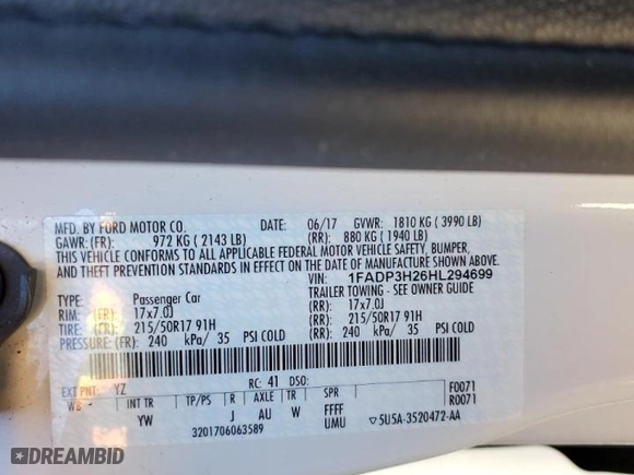 2017 Ford Focus SEL with VIN 1FADP3H26HL294699, listed as a Copart auction lot 47956305 with 73,361 mi miles and Salvage Title. Bid and sale history available at carsss.com. Image 14.