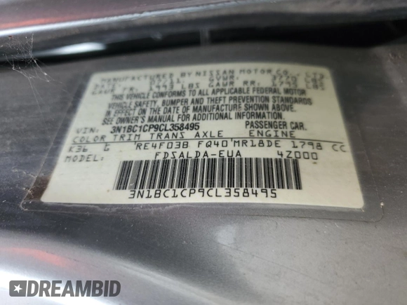 2012 Nissan Versa S with VIN 3N1BC1CP9CL358495, listed as a Copart auction lot 71660964 with 133,982 mi miles and Salvage Title. Bid and sale history available at carsss.com. Image 12.