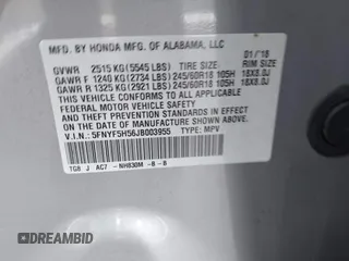 2018 Honda Pilot EX-L with VIN 5FNYF5H56JB003955, listed as a IAAI auction lot 42732433 with 116,613 mi miles and . Bid and sale history available at DreamBid. Image 9.