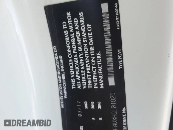 2017 Aston Martin DB11 z VIN SCFRMFAVXHGL01825, wystawiony jako Copart lot #45219355 z przebiegiem Nie podano mil oraz Szkoda całkowita • Salvage title. Historia ofert i sprzedaży dostępna na DreamBid. Obrazek 12.