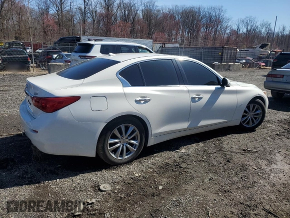 2014 Infiniti Q50 Sport with VIN JN1BV7APXEM688249, listed as a Copart auction lot 46848235 with 108,870 mi miles and Salvage Title. Bid and sale history available at DreamBid. Image 3.
