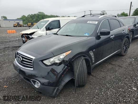 2015 Infiniti QX70 with VIN JN8CS1MW0FM482227, listed as a Copart auction lot 56796535 with 139,531 mi miles and Salvage title. Bid and sale history available at DreamBid. Image 1.