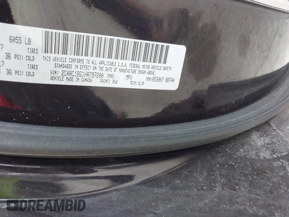2017 Chrysler Pacifica Touring L with VIN 2C4RC1BG1HR797200, listed as a IAAI auction lot 42044020 with 124,115 mi miles and . Bid and sale history available at DreamBid. Image 9.