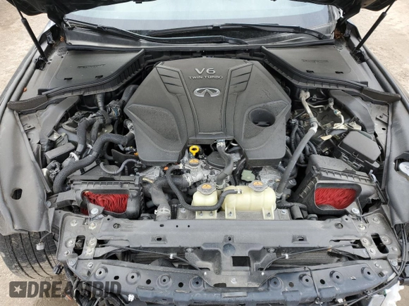 2021 Infiniti Q50 Red Sport 400 with VIN JN1FV7DR2MM880827, listed as a Copart auction lot 52089525 with 38,718 mi miles and Salvage title. Bid and sale history available at DreamBid. Image 11.