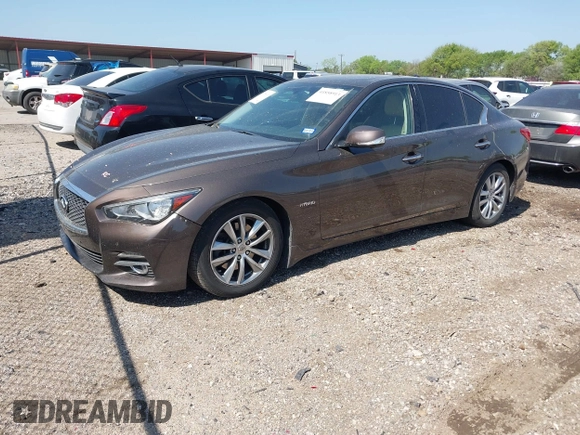 2014 Infiniti Q50 Hybrid Premium with VIN JN1AV7AP7EM691329, listed as a IAAI auction lot 41858913 with 144,688 mi miles and . Bid and sale history available at DreamBid. Image 18.