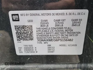 2023 Chevrolet Equinox RS z VIN 3GNAXWEG6PS156482, wystawiony jako Copart lot #59877795 z przebiegiem 64 924 mil mil oraz Szkoda całkowita • Salvage title. Historia ofert i sprzedaży dostępna na DreamBid. Obrazek 13.