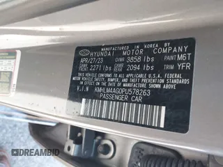 2023 Hyundai Elantra SEL z VIN KMHLM4AG0PU578263, wystawiony jako IAAI lot #41981023 z przebiegiem 44 015 mil mil oraz . Historia ofert i sprzedaży dostępna na DreamBid. Obrazek 9.