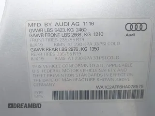 2017 Audi Q5 Premium с VIN WA1C2AFP8HA078575, выставлен на аукционе IAAI как лот 40857076 с пробегом 141 324 миль миль и . История ставок и продаж доступна на DreamBid. Изображение 9.