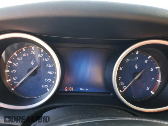 2016 Maserati Ghibli z VIN ZAM57XSAXG1167773, wystawiony jako Copart lot #46607705 z przebiegiem 62 421 mil mil oraz Szkoda całkowita • Salvage title. Historia ofert i sprzedaży dostępna na DreamBid. Obrazek 9.