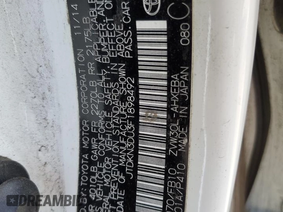 2015 Toyota Prius Four with VIN JTDKN3DU3F1898492, listed as a Copart auction lot 49730335 with 144,973 mi miles and Salvage Title. Bid and sale history available at DreamBid. Image 13.