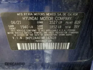 2021 Hyundai Accent SE with VIN 3KPC24A65ME147428, listed as a Copart auction lot 50730725 with 49,071 mi miles and Salvage title. Bid and sale history available at DreamBid. Image 12.