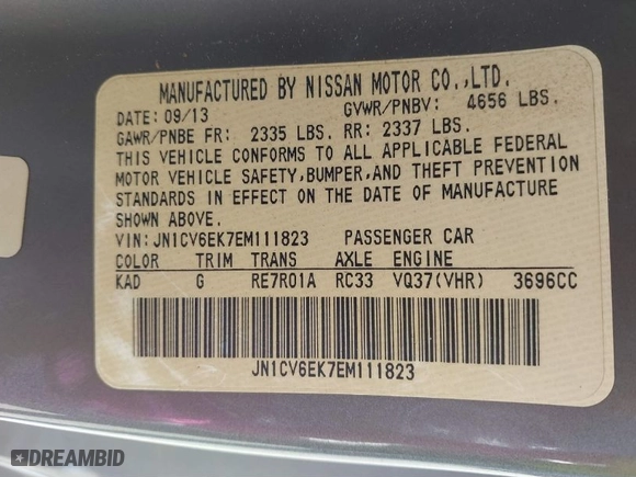 2014 Infiniti Q60 Coupe Journey with VIN JN1CV6EK7EM111823, listed as a IAAI auction lot 41848604 with 86,557 mi miles. Bid and sale history available at carsss.com. Image 9.