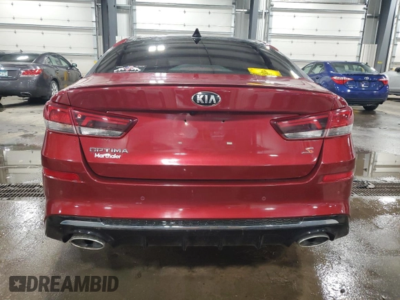 2019 Kia Optima LX with VIN 5XXGT4L32KG306587, listed as a Copart auction lot 52966275 with 185,613 mi miles and Salvage Title. Bid and sale history available at carsss.com. Image 6.