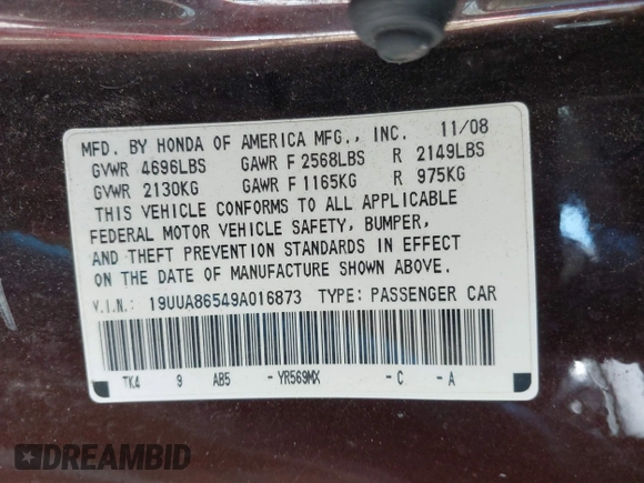 2009 Acura TL Tech with VIN 19UUA86549A016873, listed as a IAAI auction lot 42044931 with 224,627 mi miles. Bid and sale history available at carsss.com. Image 9.