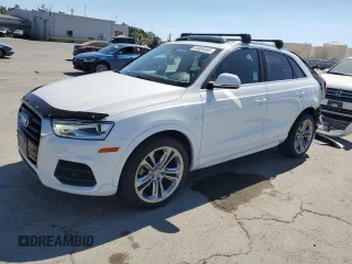 2017 Audi Q3 Premium Plus with VIN WA1JCCFS1HR005022, listed as a Copart auction lot 64856455 with 105,100 mi miles and Salvage title. Bid and sale history available at DreamBid. Image 1.