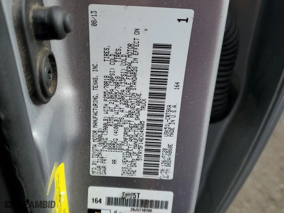 2014 Toyota Tundra 2WD Truck SR with VIN 5TFRY5F14EX149605, listed as a Copart auction lot 82324404 with NaN miles and Salvage Title. Bid and sale history available at carsss.com. Image 12.