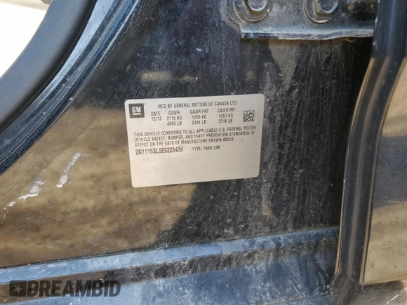 2014 Chevrolet Impala LT with VIN 2G1115SL0E9223439, listed as a Copart auction lot 54181375 with 232,189 mi miles and Clean Title. Bid and sale history available at DreamBid. Image 12.