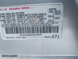 2010 Mitsubishi Outlander SE with VIN JA4AS3AW4AZ009939, listed as a IAAI auction lot 41689188 with 144,480 mi miles. Bid and sale history available at carsss.com. Image 9.