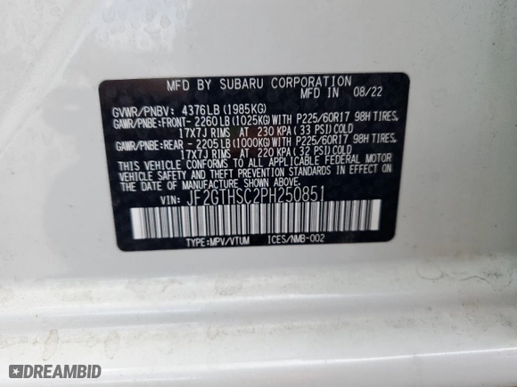 2023 Subaru Crosstrek Sport with VIN JF2GTHSC2PH250851, listed as a Copart auction lot 51711925 with 21,740 mi miles and Salvage Title. Bid and sale history available at carsss.com. Image 13.