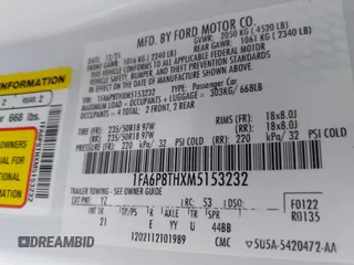 2021 Ford Mustang EcoBoost with VIN 1FA6P8THXM5153232, listed as a IAAI auction lot 42458757 with 45,267 mi miles and . Bid and sale history available at DreamBid. Image 9.