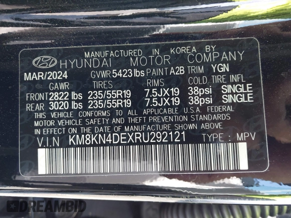 2024 Hyundai Ioniq 5 SEL z VIN KM8KN4DEXRU292121, wystawiony jako IAAI lot #42134633 z przebiegiem 9 266 mil mil oraz . Historia ofert i sprzedaży dostępna na DreamBid. Obrazek 9.