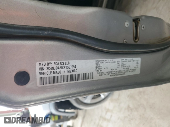 2023 Jeep Compass Sport с VIN 3C4NJDANXPT557094, выставлен на аукционе Copart как лот 84733764 с пробегом Не указан миль и Списание • Salvage title. История ставок и продаж доступна на DreamBid. Изображение 14.