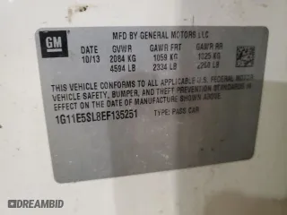 2014 Chevrolet Malibu LT with VIN 1G11E5SL8EF135251, listed as a Copart auction lot 88657865 with 182,013 mi miles and Salvage Title. Bid and sale history available at carsss.com. Image 12.