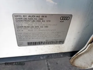 2016 Audi Q5 Premium with VIN WA1C2AFP0GA131672, listed as a Copart auction lot 47375255 with 109,269 mi miles and Salvage Title. Bid and sale history available at carsss.com. Image 16.