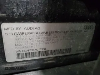 2019 Audi A8 L with VIN WAU8DAF89KN010958, listed as a Copart auction lot 42954435 with 125,582 mi miles and Salvage Title. Bid and sale history available at carsss.com. Image 12.