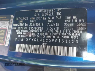 2023 Kia Sorento S with VIN 5XYRL4LC5PG161153, listed as a IAAI auction lot 41905244 with 23,912 mi miles and . Bid and sale history available at DreamBid. Image 9.