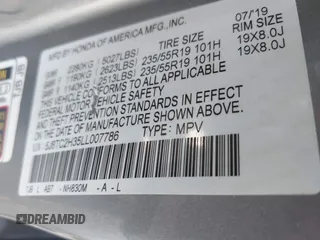 2020 Acura RDX z VIN 5J8TC2H35LL007786, wystawiony jako IAAI lot #42699005 z przebiegiem Nie podano mil oraz . Historia ofert i sprzedaży dostępna na DreamBid. Obrazek 9.