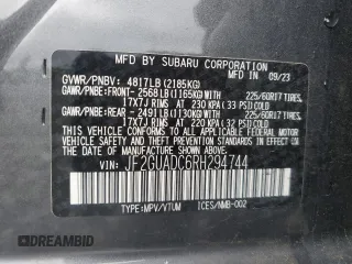 2024 Subaru Crosstrek Premium with VIN JF2GUADC6RH294744, listed as a Copart auction lot 55848795 with 8,611 mi miles and Salvage title. Bid and sale history available at DreamBid. Image 12.