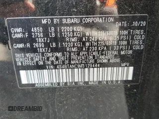 2021 Subaru Outback Limited with VIN 4S4BTANC9M3129444, listed as a Copart auction lot 58320625 with 78,984 mi miles and Salvage title. Bid and sale history available at DreamBid. Image 14.