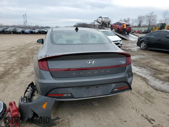 2022 Hyundai Sonata Hybrid Blue with VIN KMHL24JJ2NA037604, listed as a Copart auction lot 41190964 with 16,490 mi miles and Salvage Title. Bid and sale history available at carsss.com. Image 6.