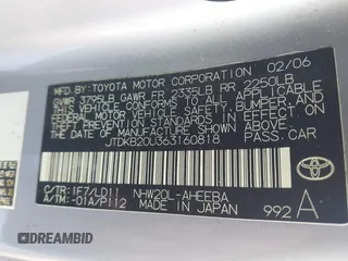 2006 Toyota Prius with VIN JTDKB20U363160818, listed as a IAAI auction lot 41664925 with 187,626 mi miles. Bid and sale history available at carsss.com. Image 9.