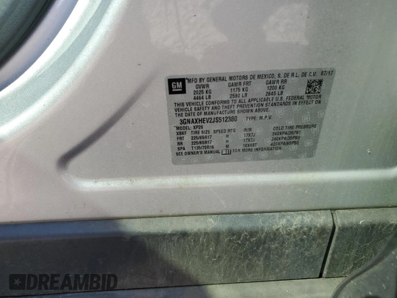 2018 Chevrolet Equinox LS with VIN 3GNAXHEV2JS512380, listed as a Copart auction lot 52737035 with 96,634 mi miles and Salvage Title. Bid and sale history available at DreamBid. Image 15.