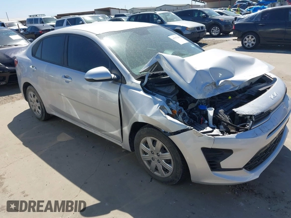 2022 Kia Rio S with VIN 3KPA24AD7NE437841, listed as a IAAI auction lot 41757262 with 34,909 mi miles. Bid and sale history available at carsss.com. Image 1.