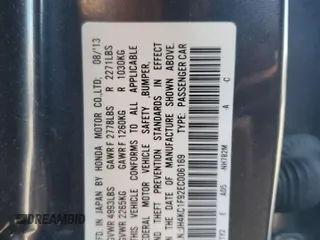 2014 Acura RLX Advance z VIN JH4KC1F92EC006169, wystawiony jako Copart lot #70839524 z przebiegiem Nie podano mil oraz Szkoda całkowita • Salvage title. Historia ofert i sprzedaży dostępna na DreamBid. Obrazek 13.